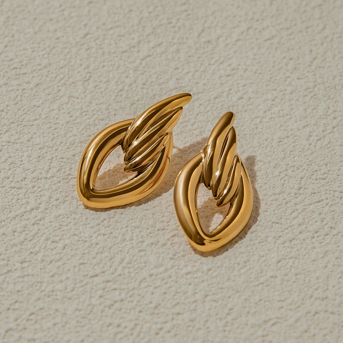 18K gold geometric diamond hollow design simple personality earrings Vera Lux