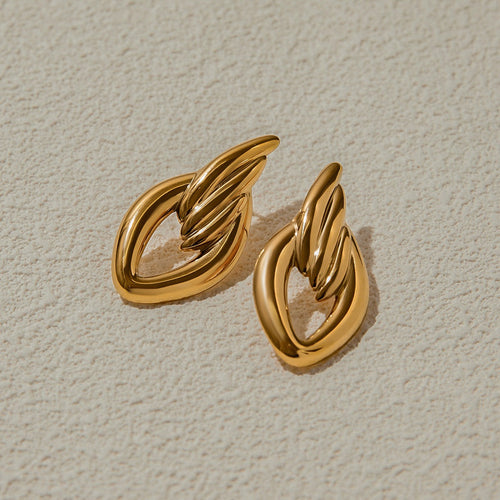 18K gold geometric diamond hollow design simple personality earrings Vera Lux