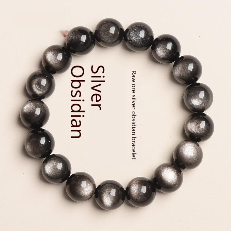 Natural Black Gold Obsidian Plain-Loop Bracelet Vera Lux