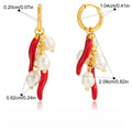 18K gold lightweight luxury and high-end chili pepper and pearl earrings Vera Lux