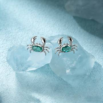 Women's Cute Crab Earrings Silver Color Vera Lux