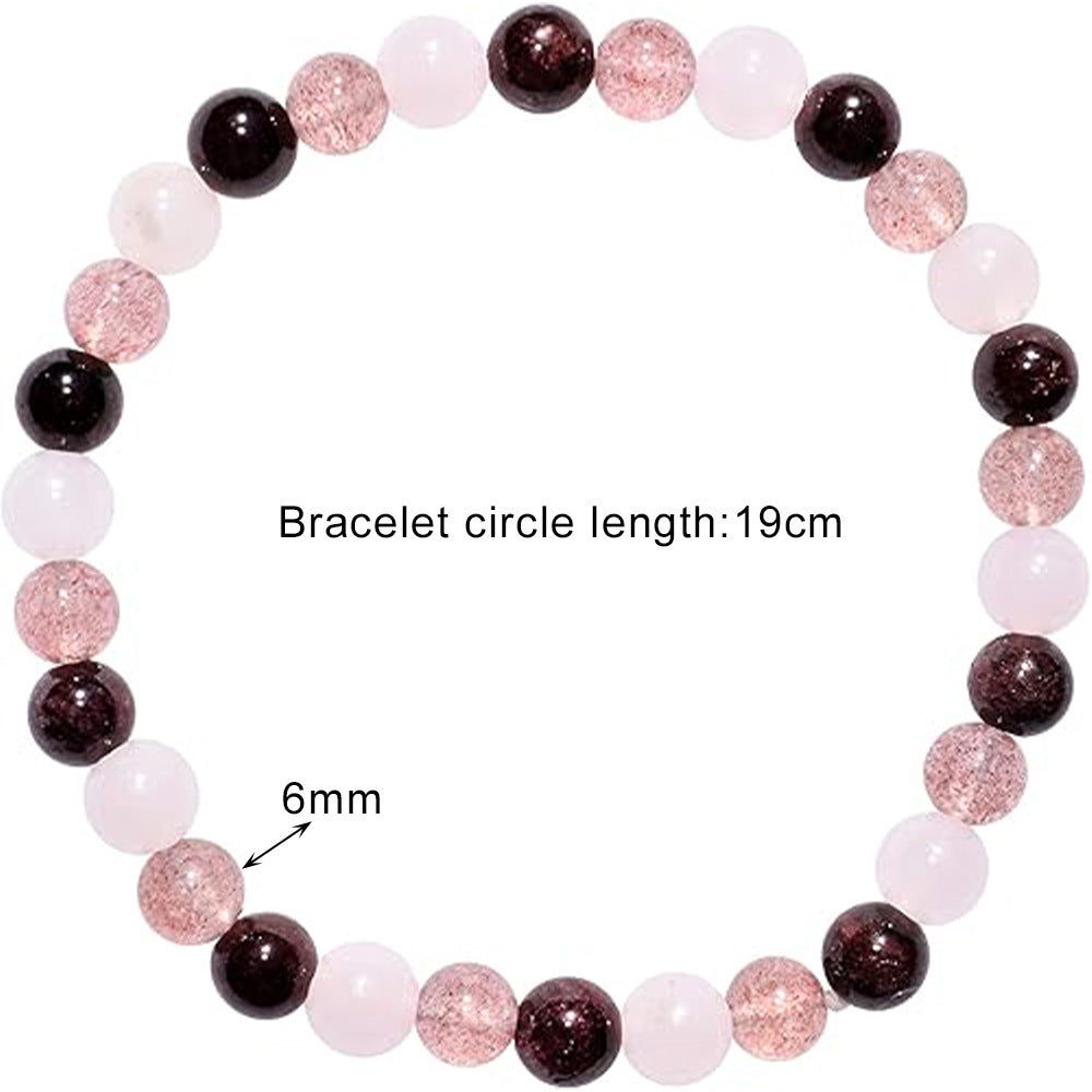 6mm Mixed-Color Stone Bead Elastic Bracelet For Women Vera Lux