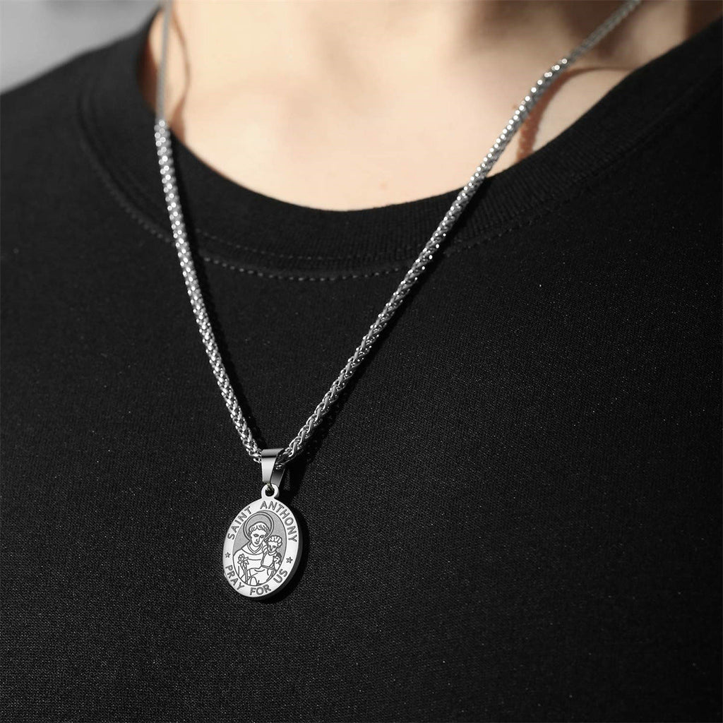 Double-Sided Portrait Medal Cross Stainless Steel Pendant Necklace For Men And Women Vera Lux