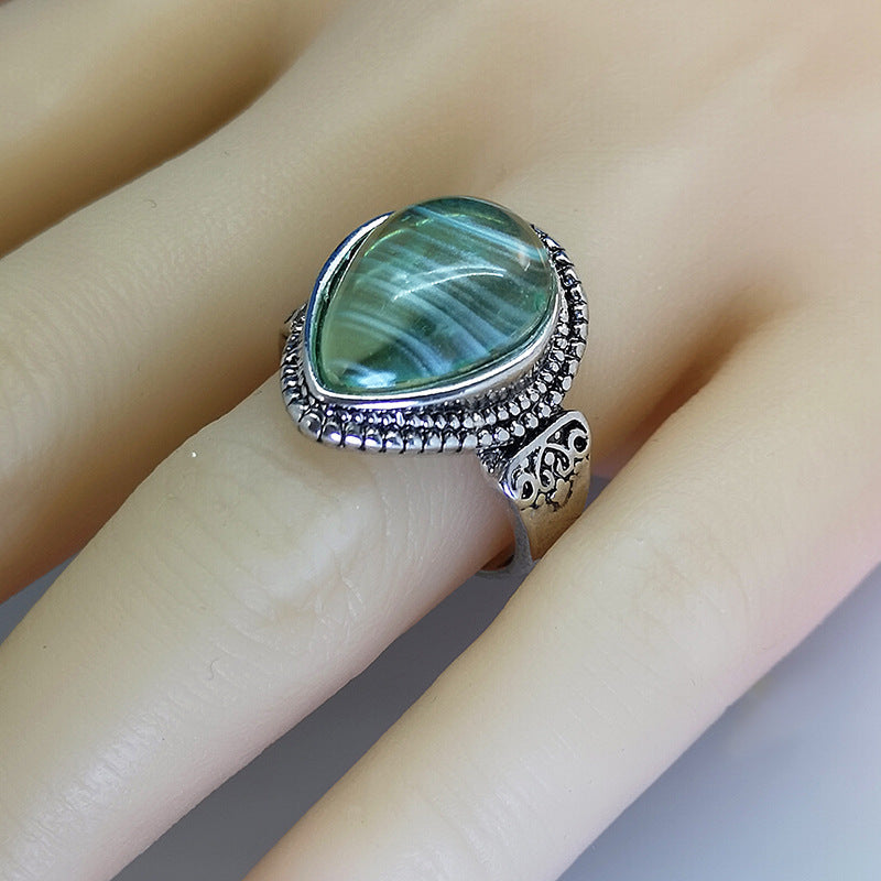 Retro Minimalist Gemstone-Inlaid Womens Ring Vera Lux