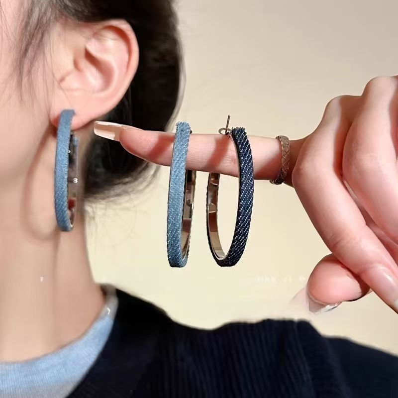 2026 Denim Hoop Earrings, European Style Bold Stage Jewelry Vera Lux