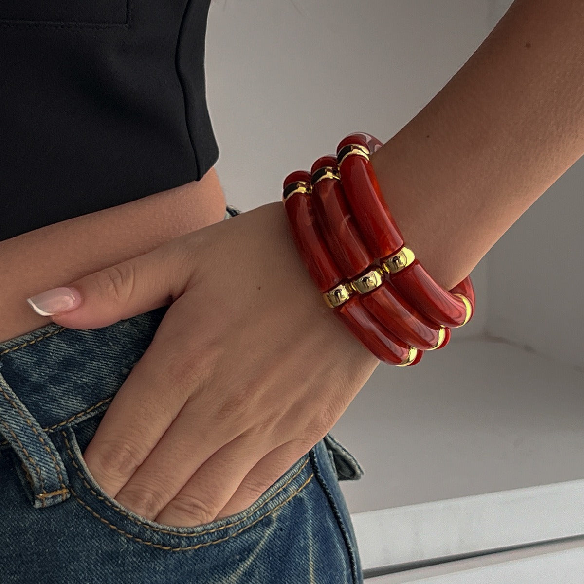 Light luxury ins style beaded bamboo bracelet Vera Lux