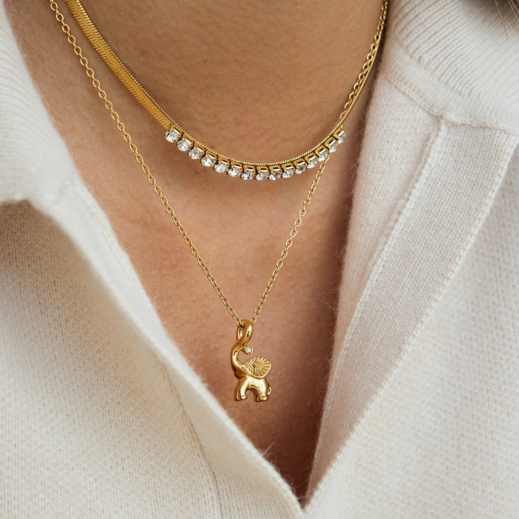 18k gold-plated titanium steel necklace with rhinestones Vera Lux