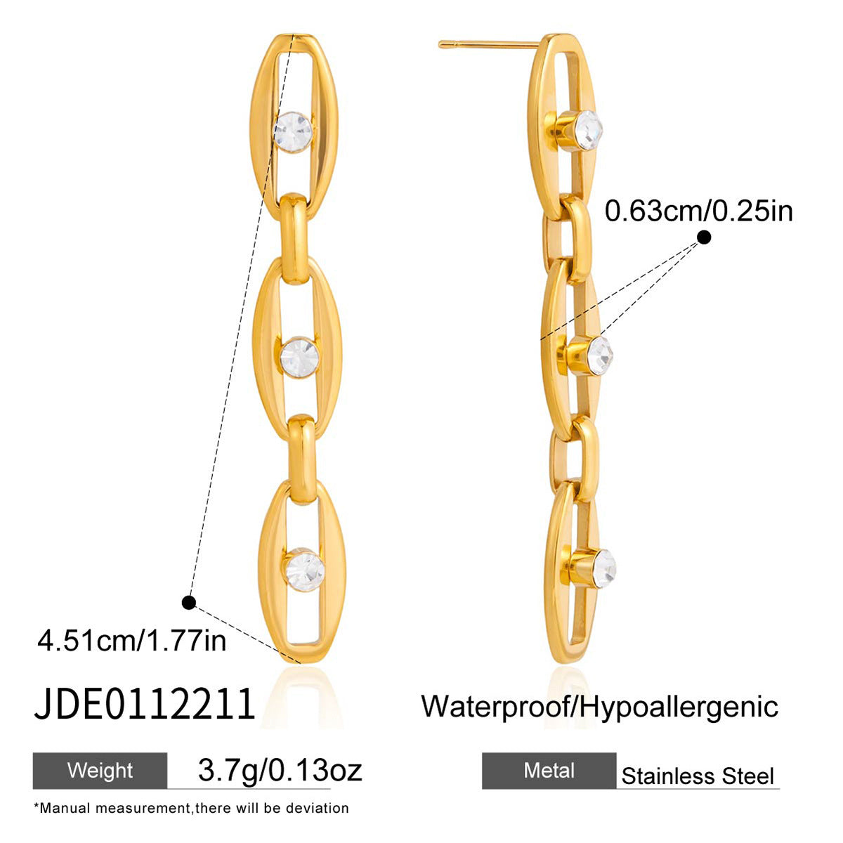 Zircon Necklace and Chain Tassel Earring Set Vera Lux