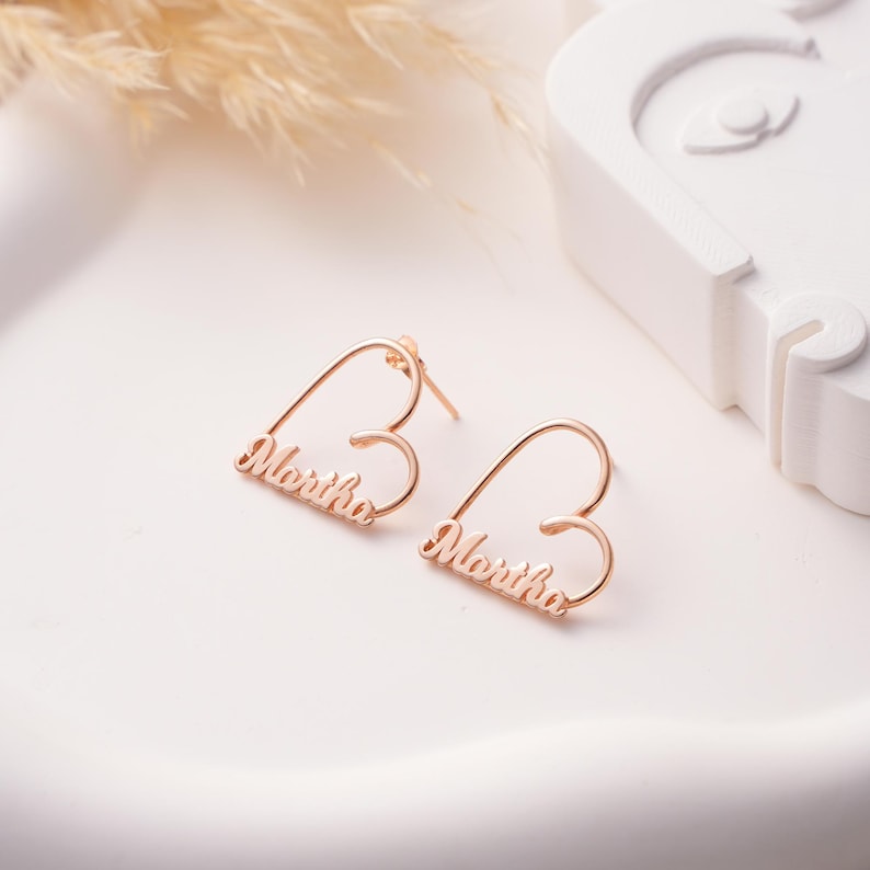 Heart Name Stud Earrings Vera Lux