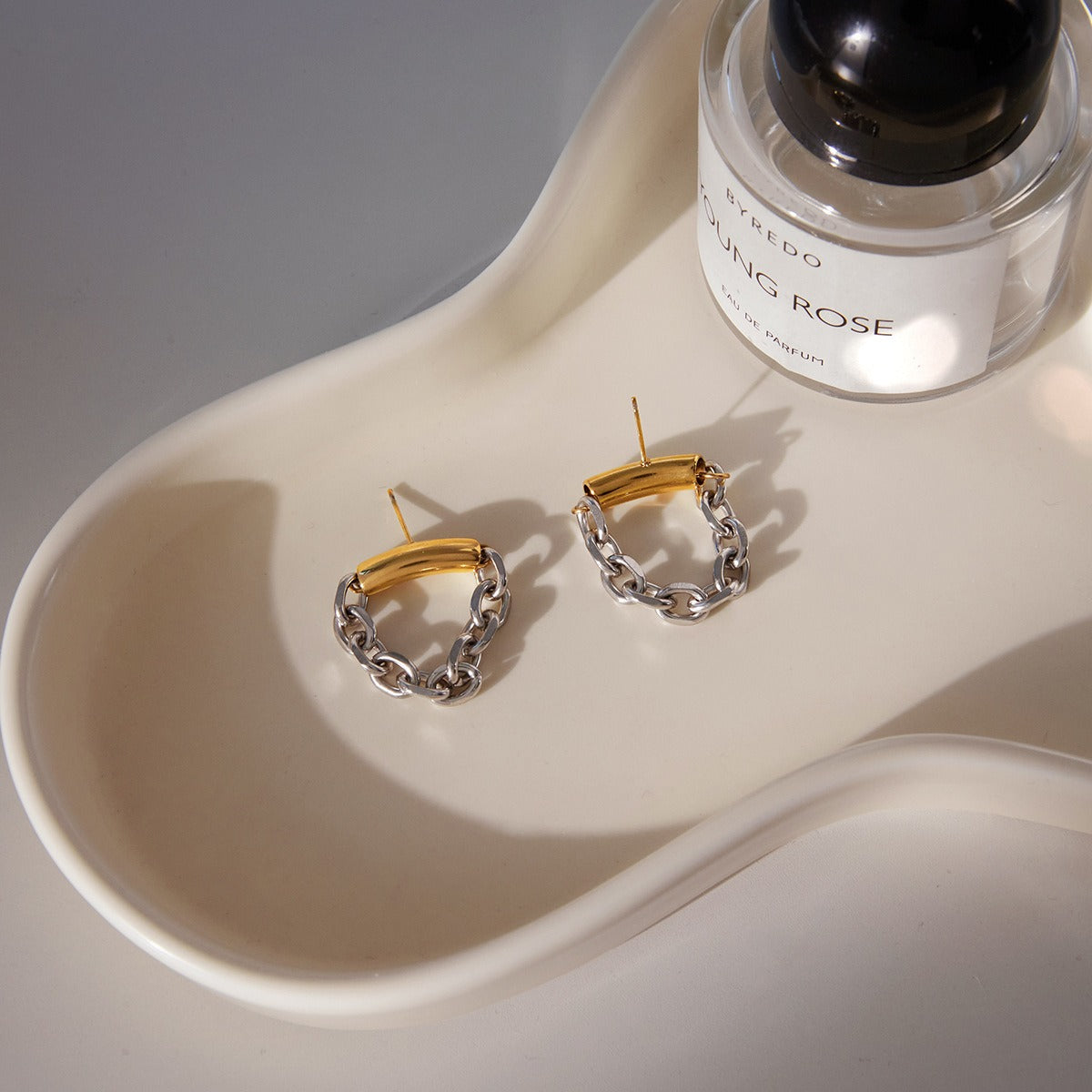 18K gold and S925 silver two-tone tassel ear cuff earring Vera Lux