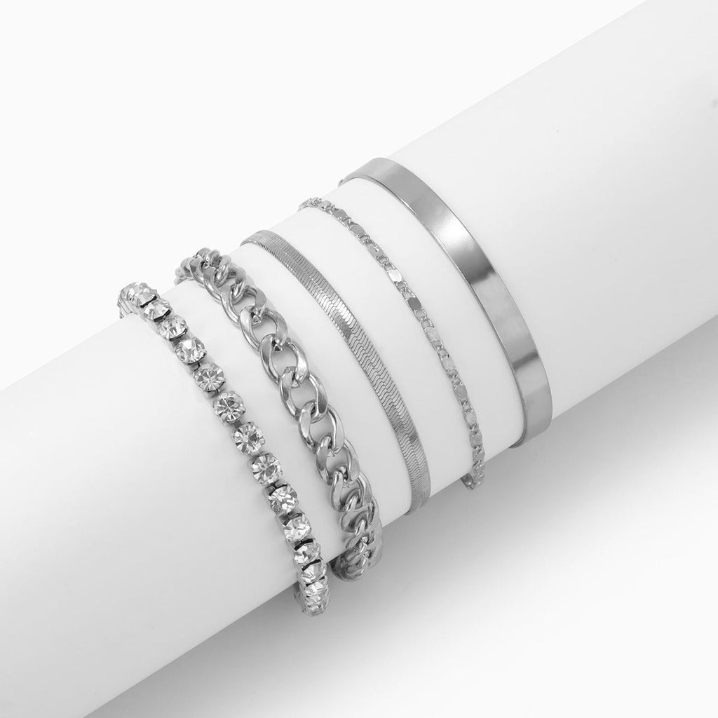 18k gold retro trend snake bone chain diamond bracelet Vera Lux