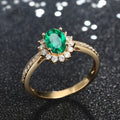 Adjustable Simulated Emerald & Simulated Diamond Ring For Women, Faux Gemstone Statement Band Vera Lux