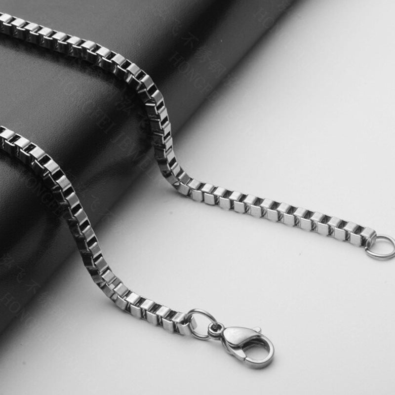 Simple Pendant-Free Necklace Titanium Steel Box Chain Necklace For Women Vera Lux