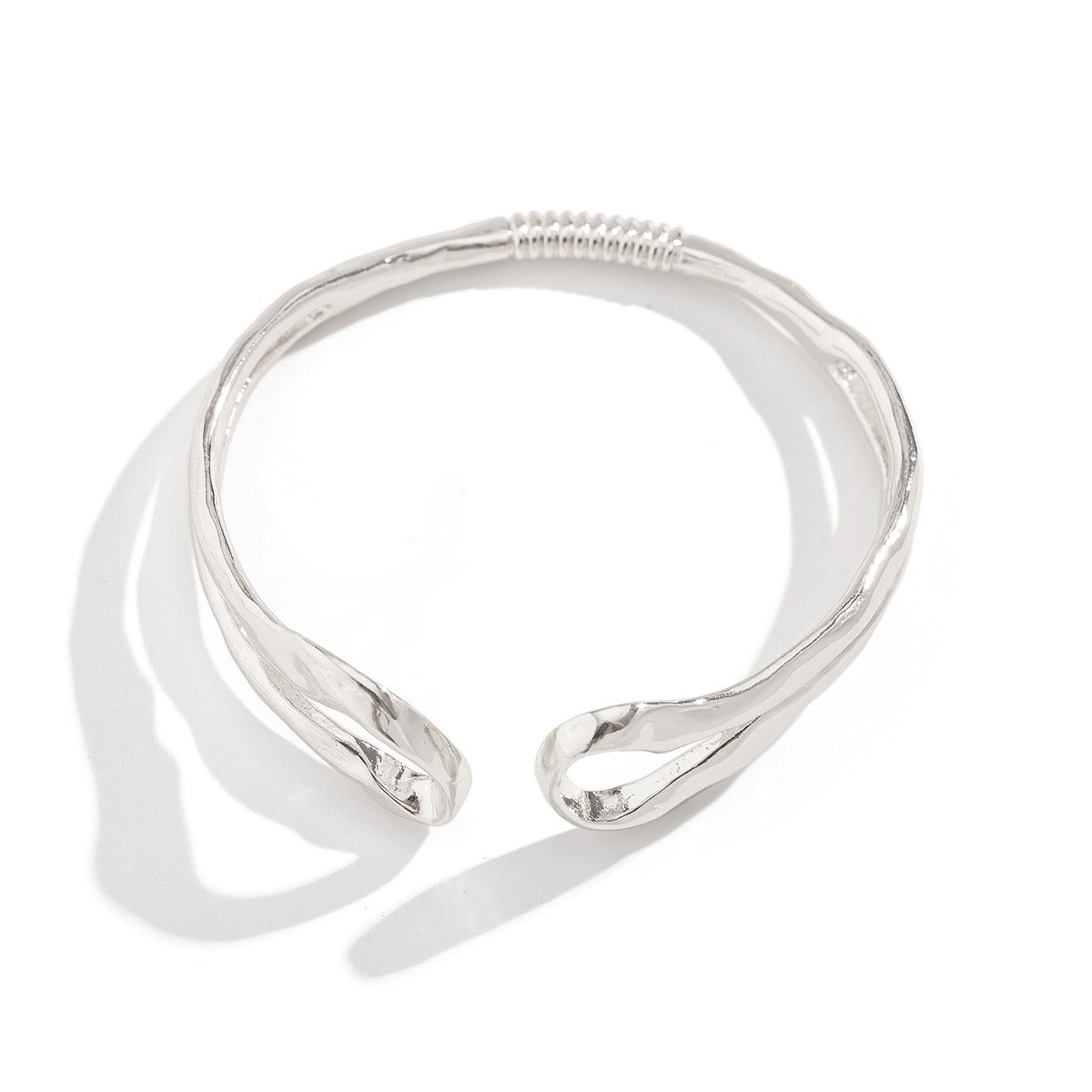 Double Ring Hollow Spring Open Bracelet Punk Style Round Bead Pendant Stacking Bracelet Vera Lux