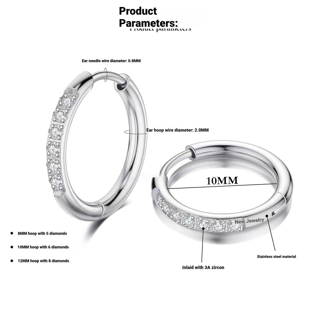 Stainless Steel Earrings With Diamond Zirconia And Plain Rings Vera Lux