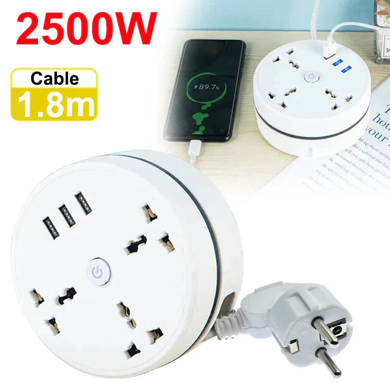 EU Plug AC Outlet Smart Home Power Strip – Multipurpose Electrical Extension Cord with USB Ports & Fast Charging Whatever the Treasure