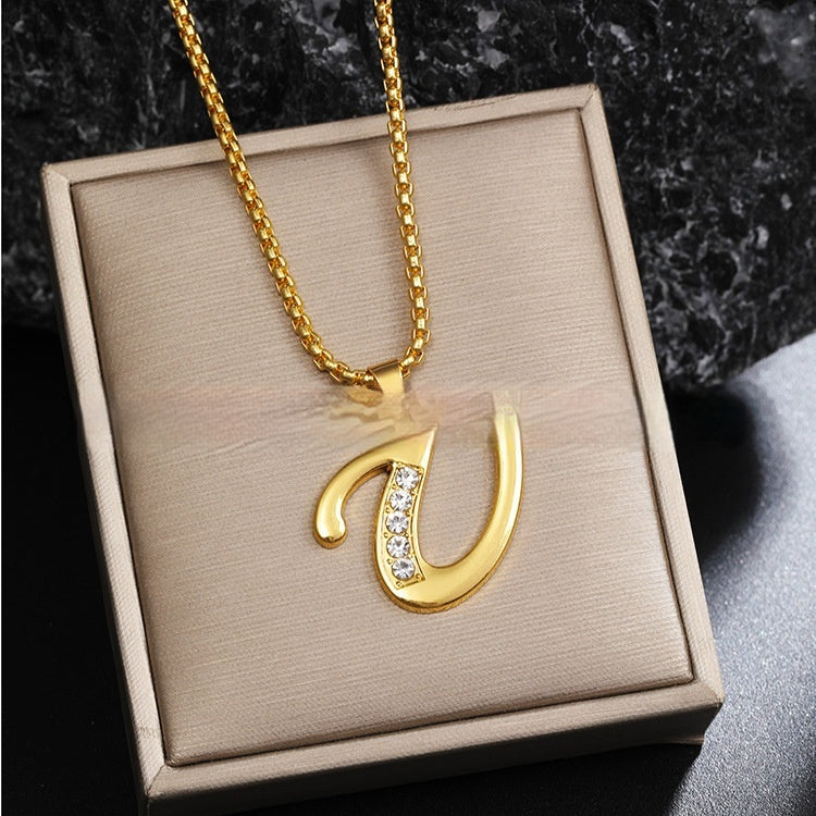 26 Diamond-Encrusted English Alphabet Necklaces Vera Lux