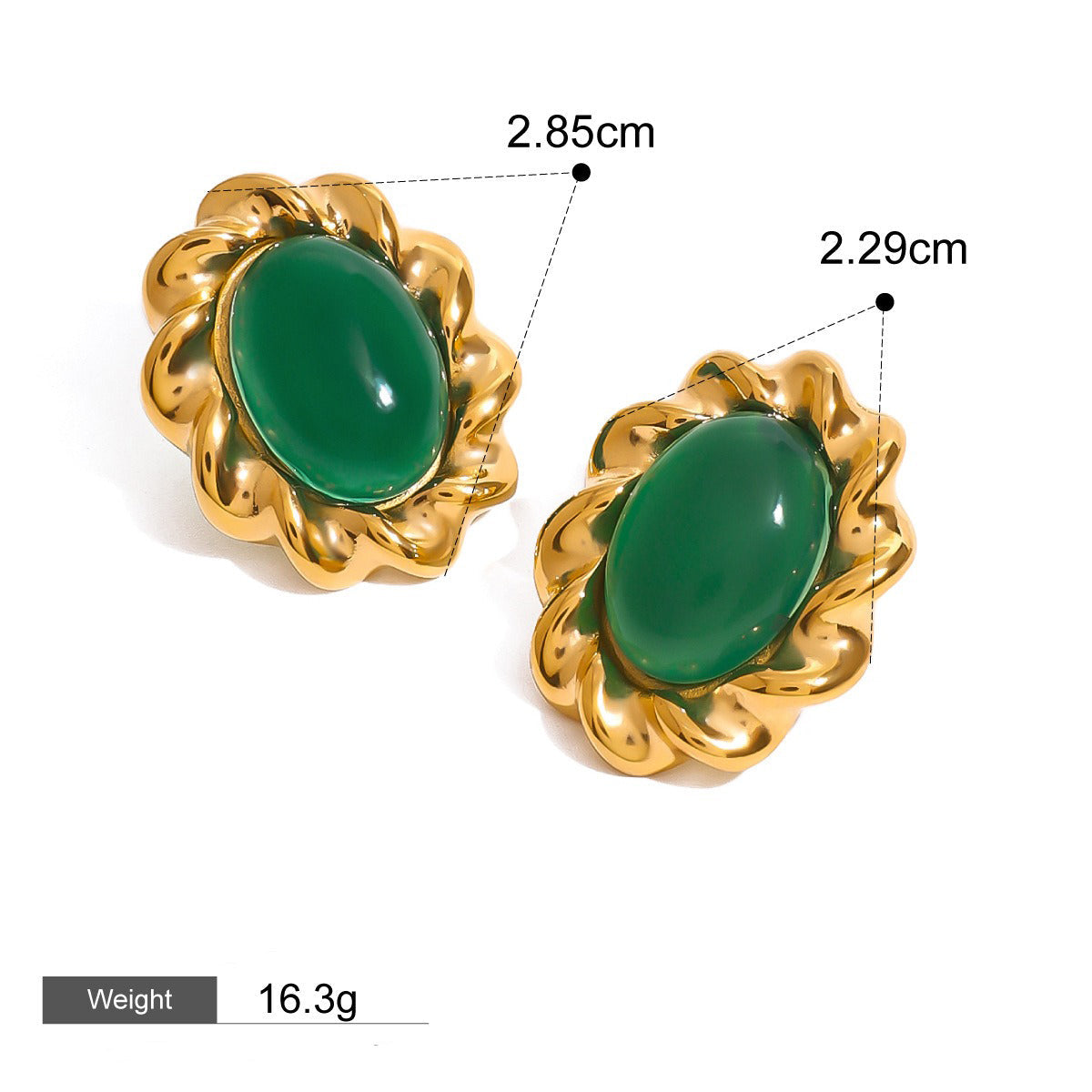 18K gold geometric/flower-shaped inlaid gemstone design light luxury noble earrings Vera Lux