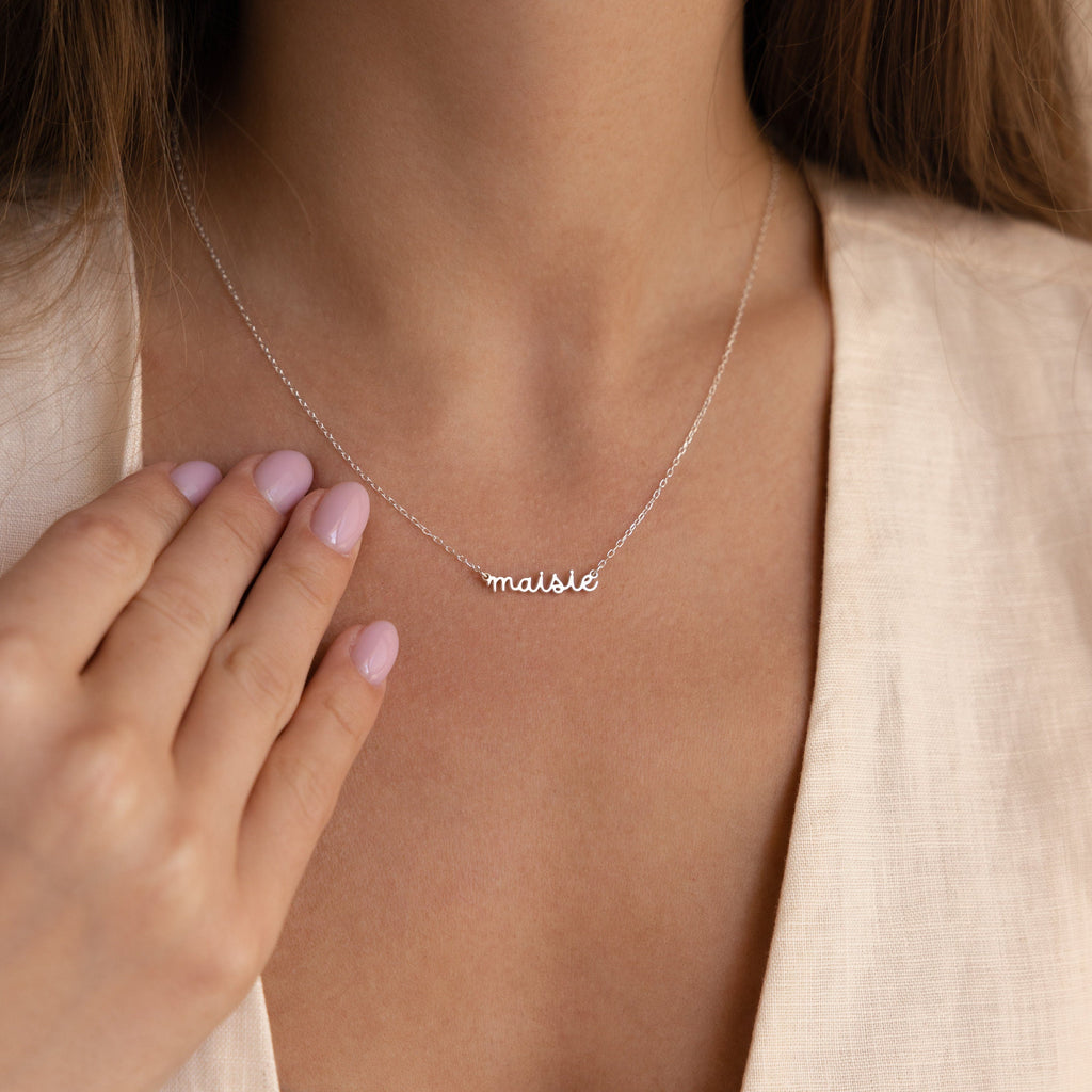 Custom Minimal Script Name Necklace Vera Lux