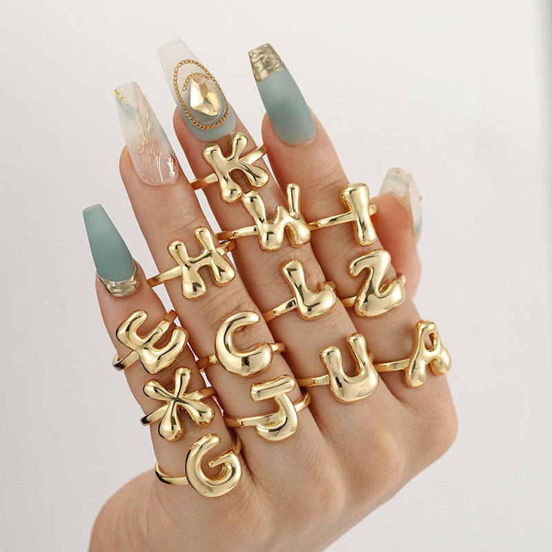 Adjustable English Letter Ring With Adjustable Opening Vera Lux