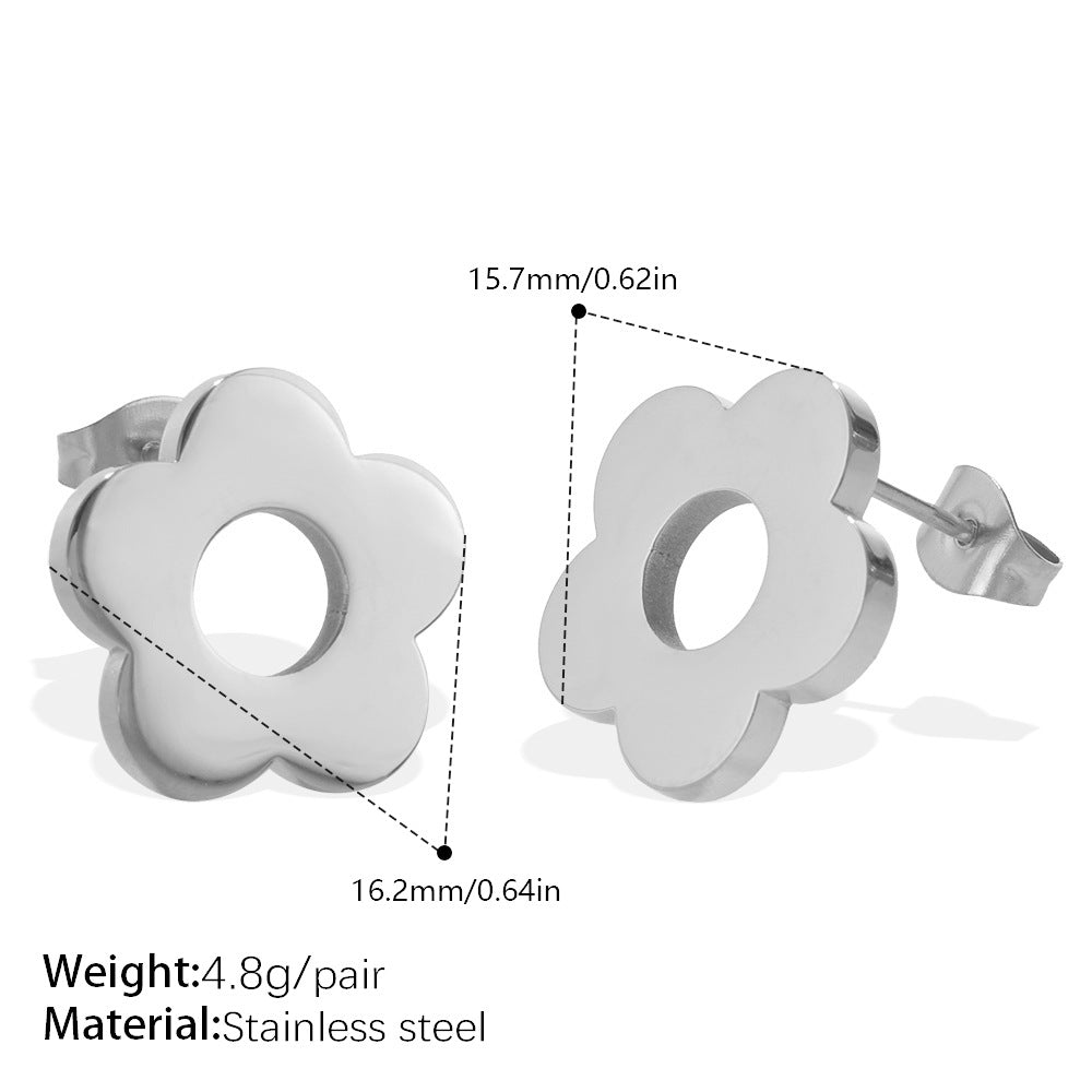 Fresh And Sweet, Versatile And Elegant, Smooth Surface Flower Stud Earrings For Women, Made Of Stainless Steel, Featuring A Unique And Niche Style, Suitable For Daily Wear. Vera Lux