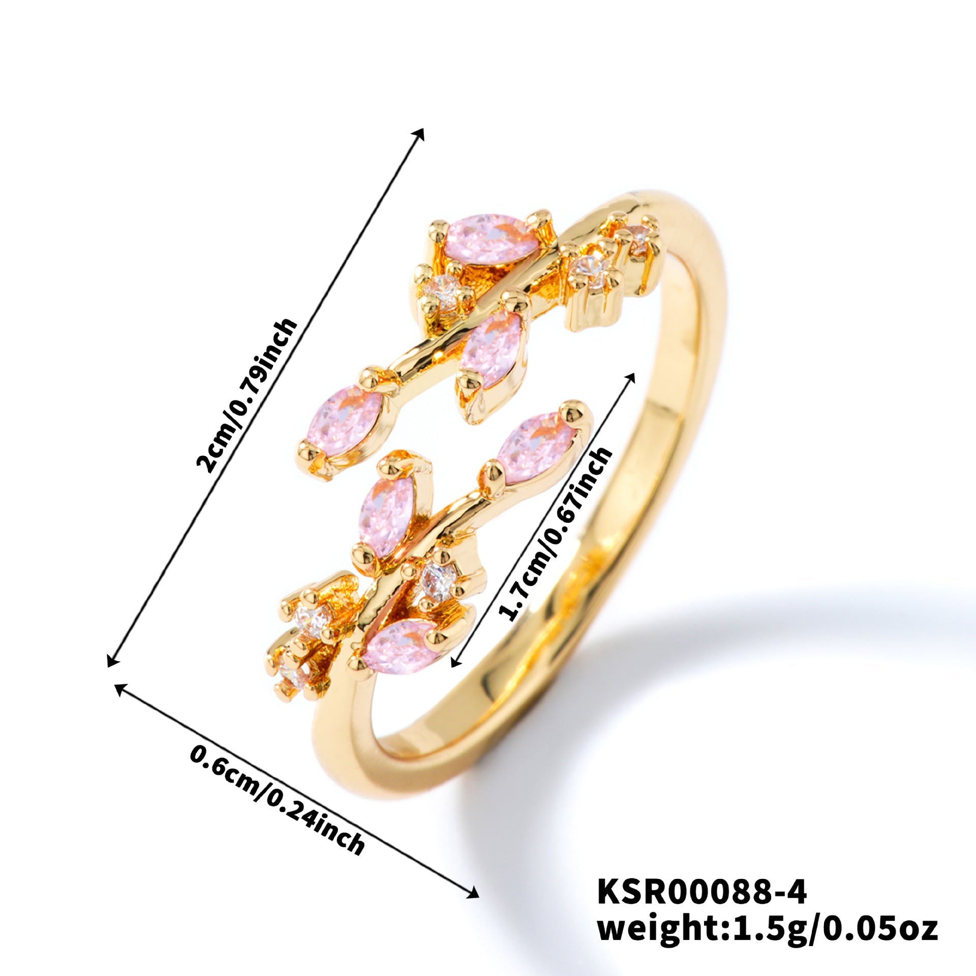 Womens Personality Leaf Ring Vera Lux