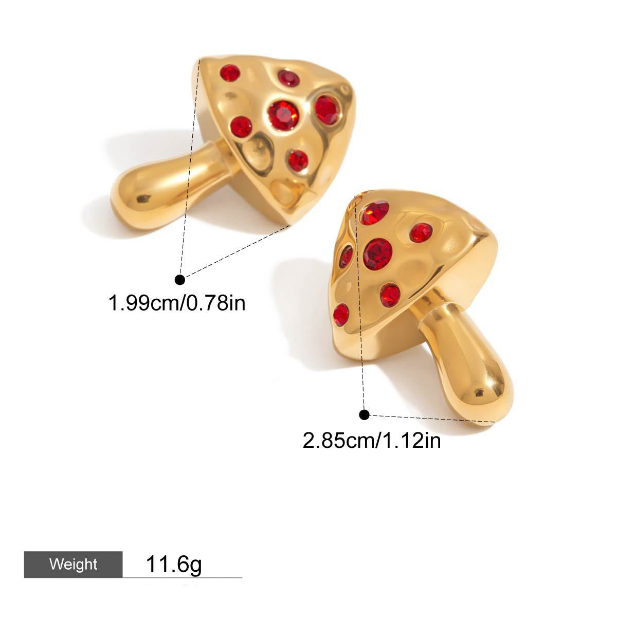 18K gold mushroom-shaped earrings inlaid with gemstones, exquisite and noble design Vera Lux