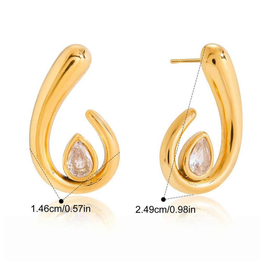 18K gold teardrop-shaped cubic zirconia stud earrings Vera Lux