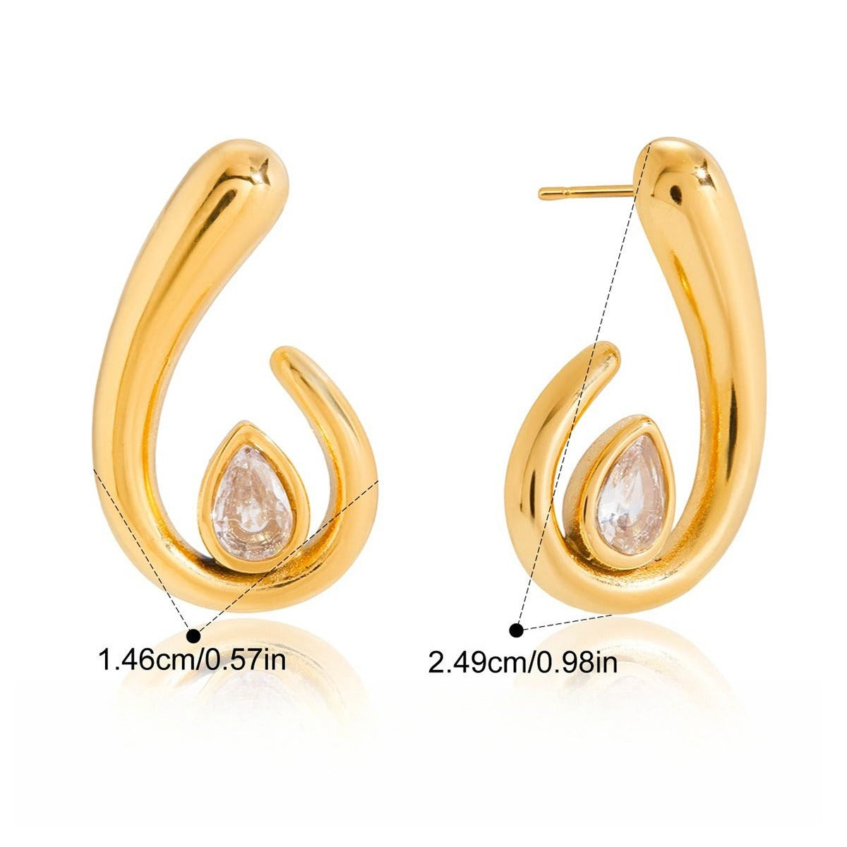 18K gold teardrop-shaped cubic zirconia stud earrings Vera Lux