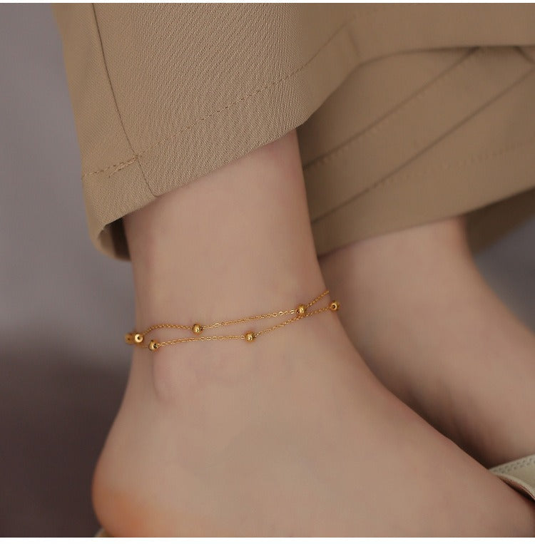 18K gold double-layer titanium steel anklet Vera Lux