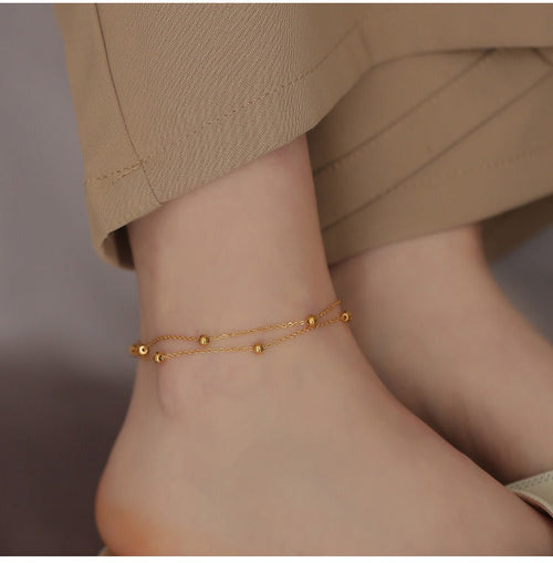 18K gold double-layer titanium steel anklet Vera Lux
