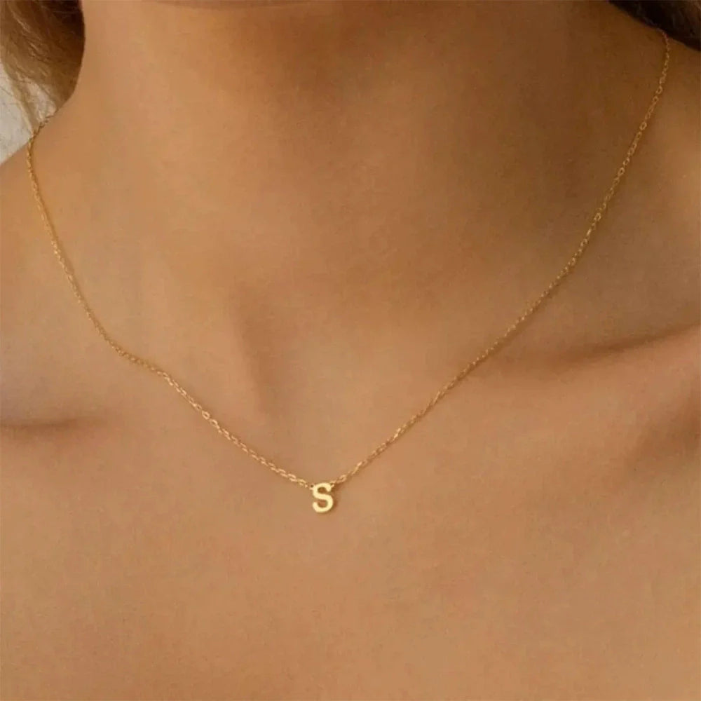 Delicate Initial Letter Necklace Vera Lux
