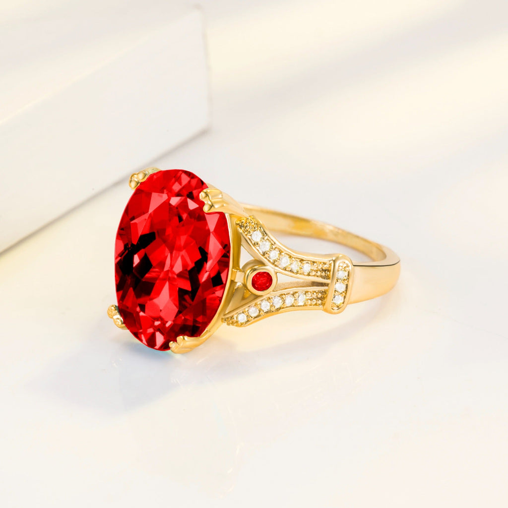 Goose Egg Diamond Creative Large Loose Stone 18k Gold-Plated Ring Vera Lux