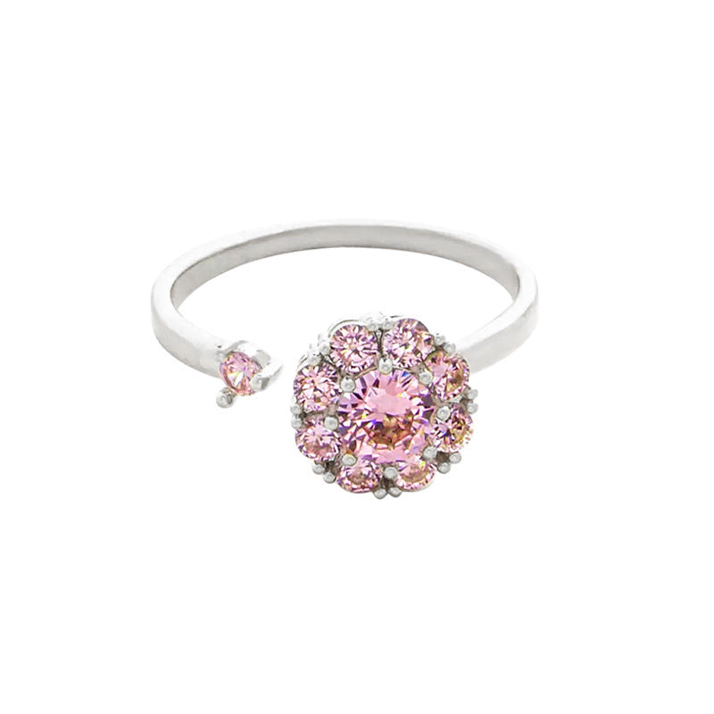 Womens Fashionable Rotatable Simple Elegant All-Match Ring With Flower Design Vera Lux
