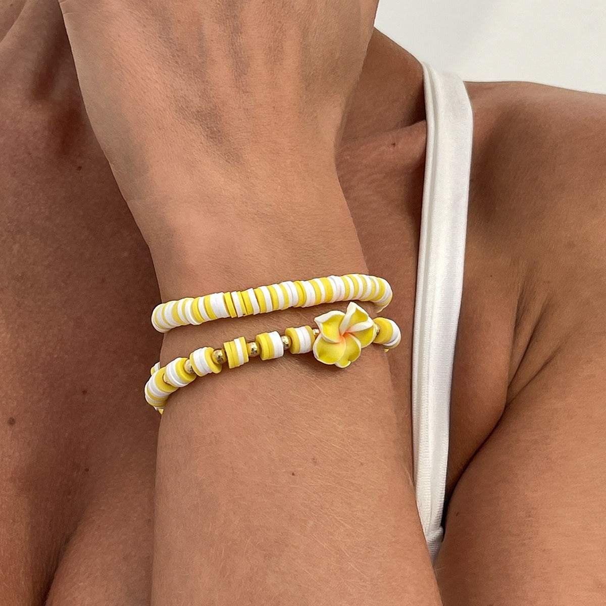 Bohemian Clay Flower Stretch Bracelet Vera Lux