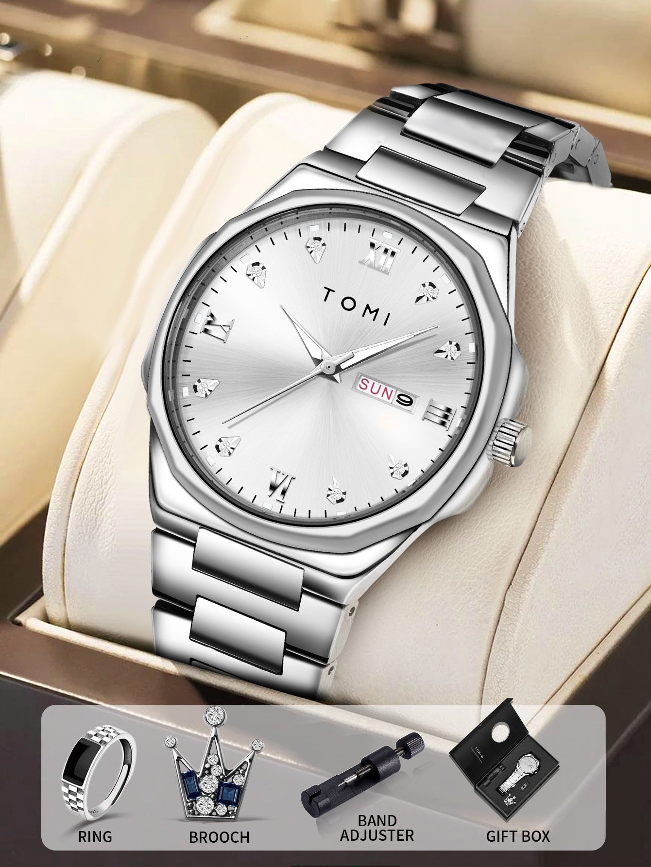 Simple Diamond Encrusted Quartz Watch Fashionable Vera Lux