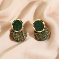 2026 Korean Style Green Woven Earrings, Chic Niche Studs Vera Lux