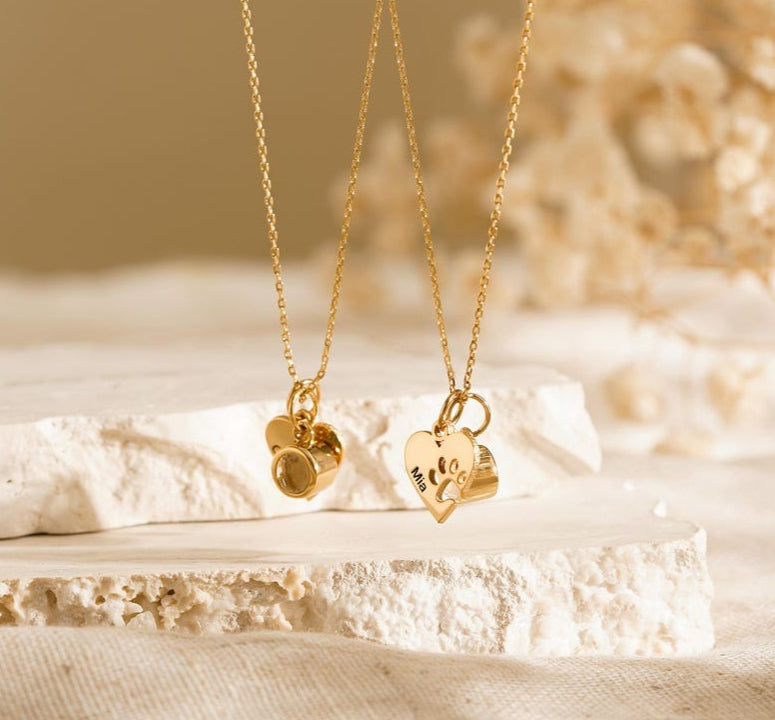 Personalized Heart & Paw Print Photo Custom Necklace Vera Lux