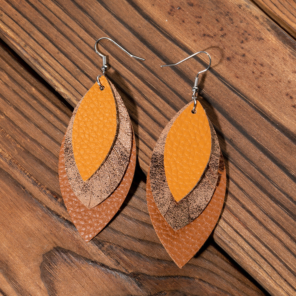 Fashionable Leather Multi-Layer Earrings In A Cartoon Style Vera Lux