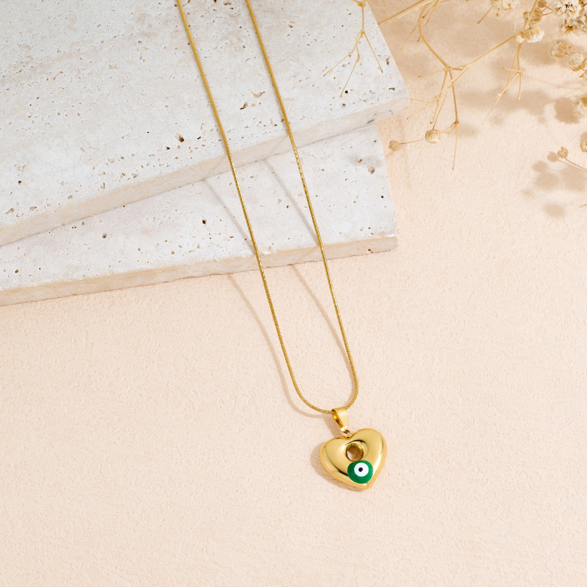 Stainless Steel Geometric Demon Eye Oil-dripping Pendant Necklace Vera Lux