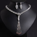Serpentine Teardrop Tassel Zircon Earrings & Necklace Set Vera Lux