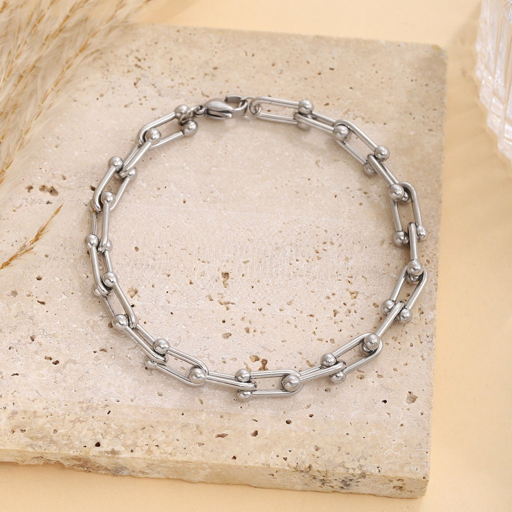 18k gold U-shaped horseshoe clasp bracelet necklace Vera Lux