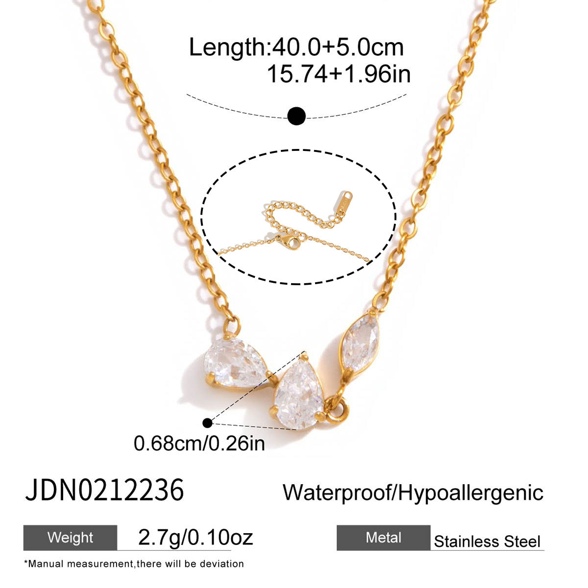 Square Zircon Pendant Necklace Collection Vera Lux