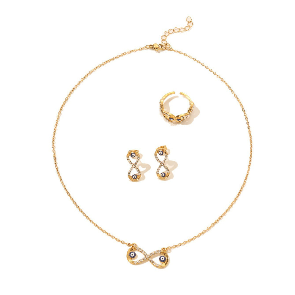 White Crystal Evil Eye Jewelry Set Vera Lux