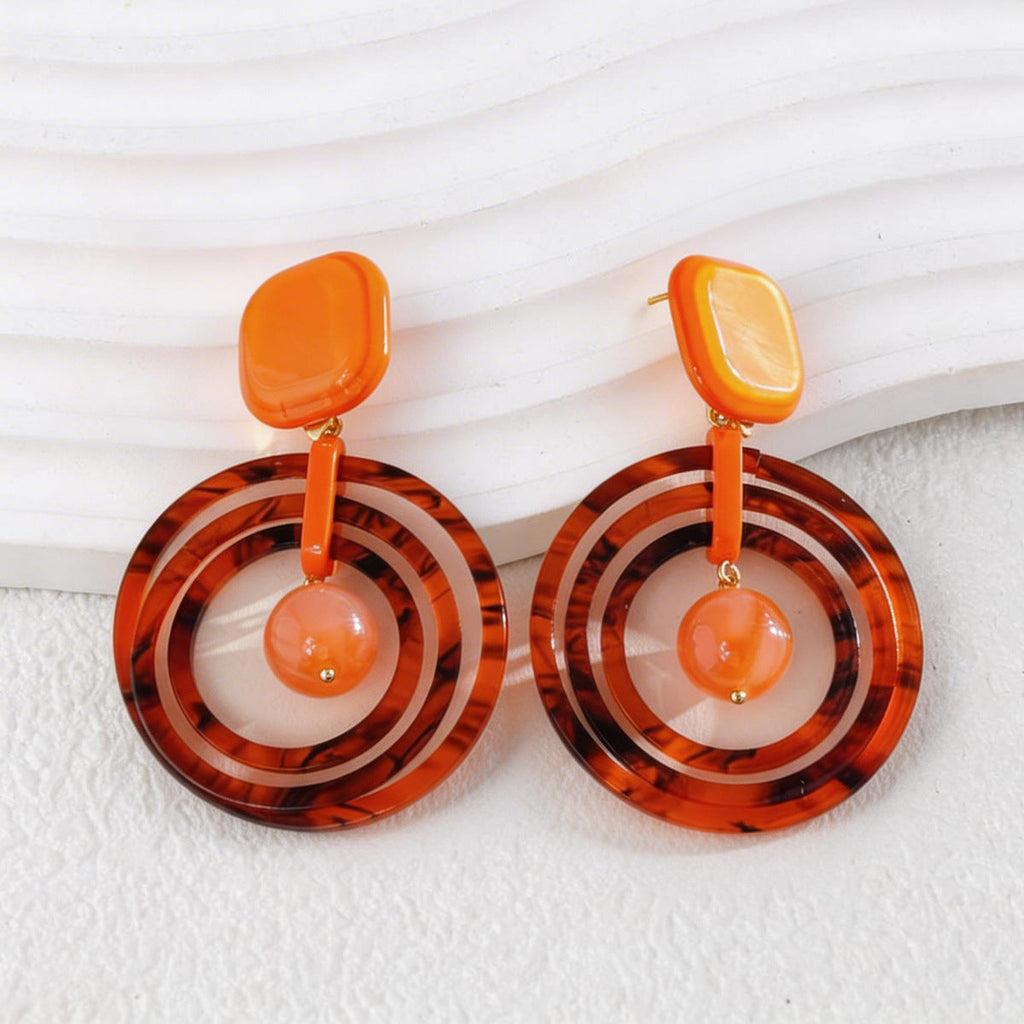 Silver Needle Acrylic Multi-Layer Round Earrings Vera Lux