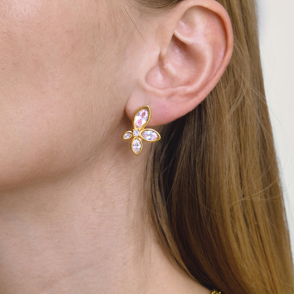 White Flower Zircon Stud Earrings Vera Lux