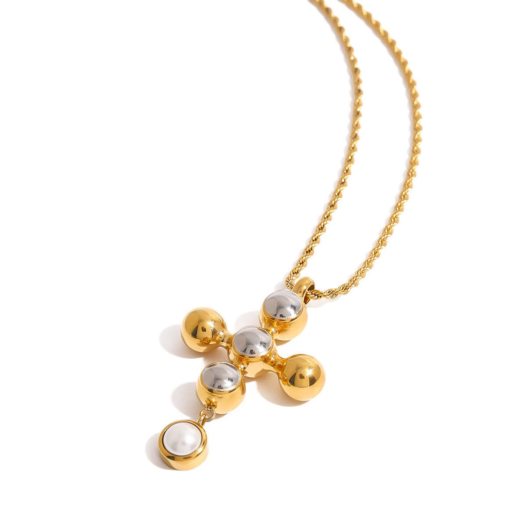 18K Gold Cross Design Light Luxury High-end Necklace Vera Lux