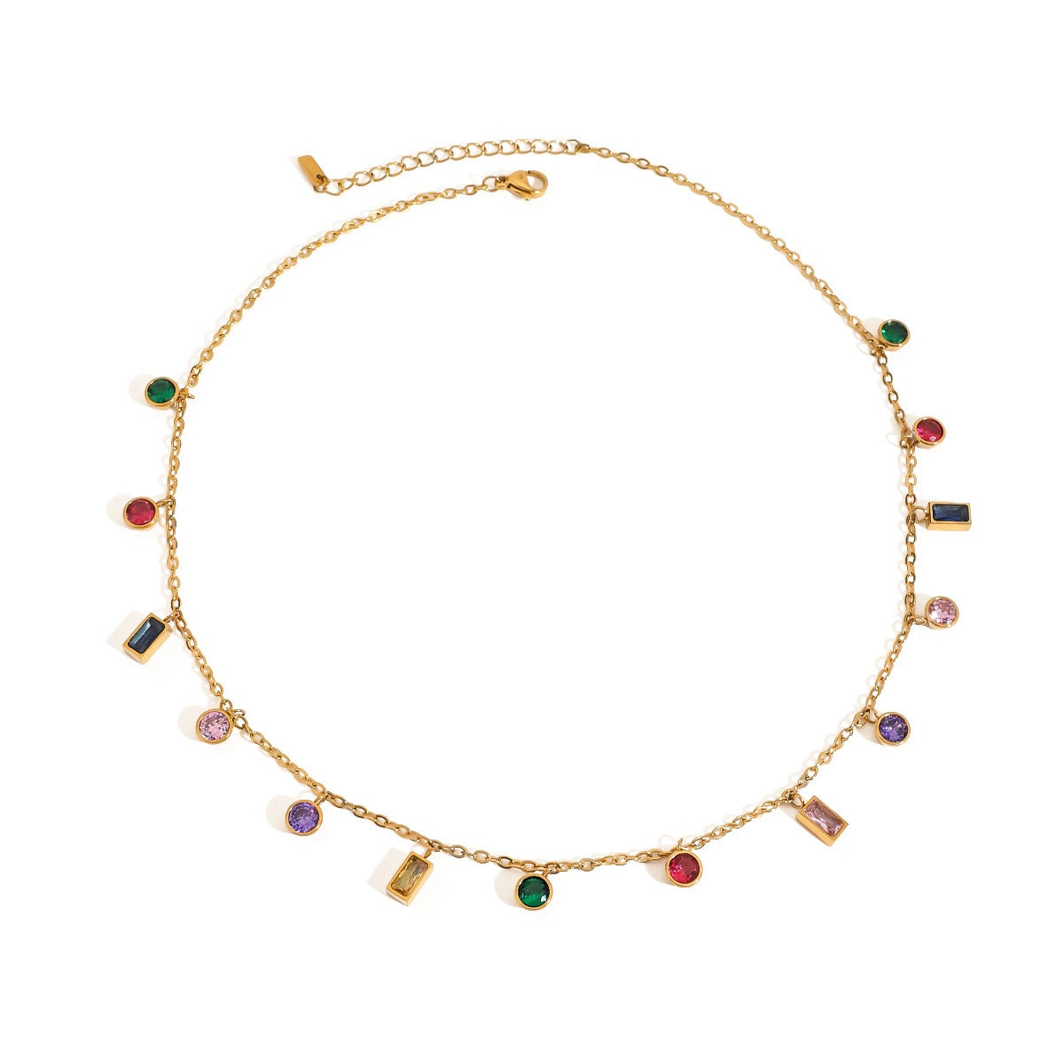 18K gold inlaid geometric gemstone design exquisite dazzling necklace Vera Lux