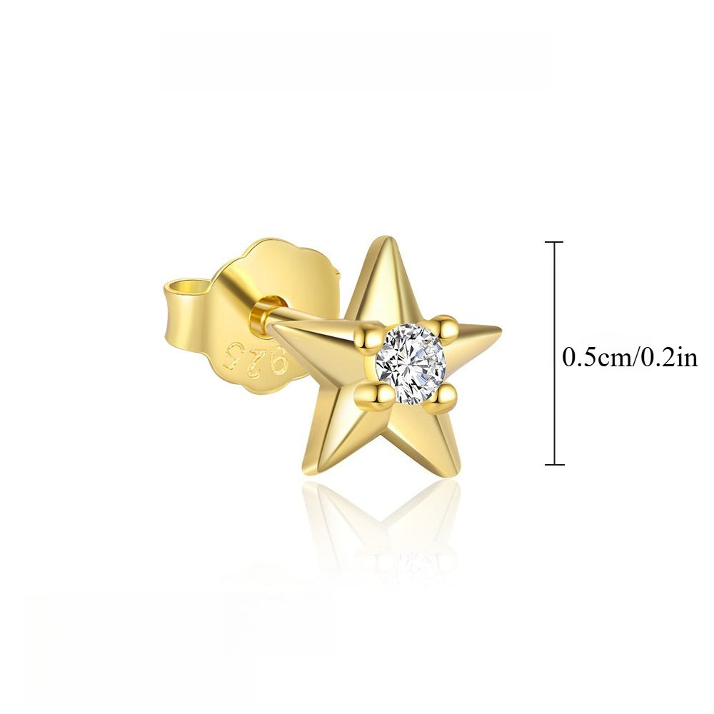 S925 silver starburst stud earrings with diamonds. Vera Lux