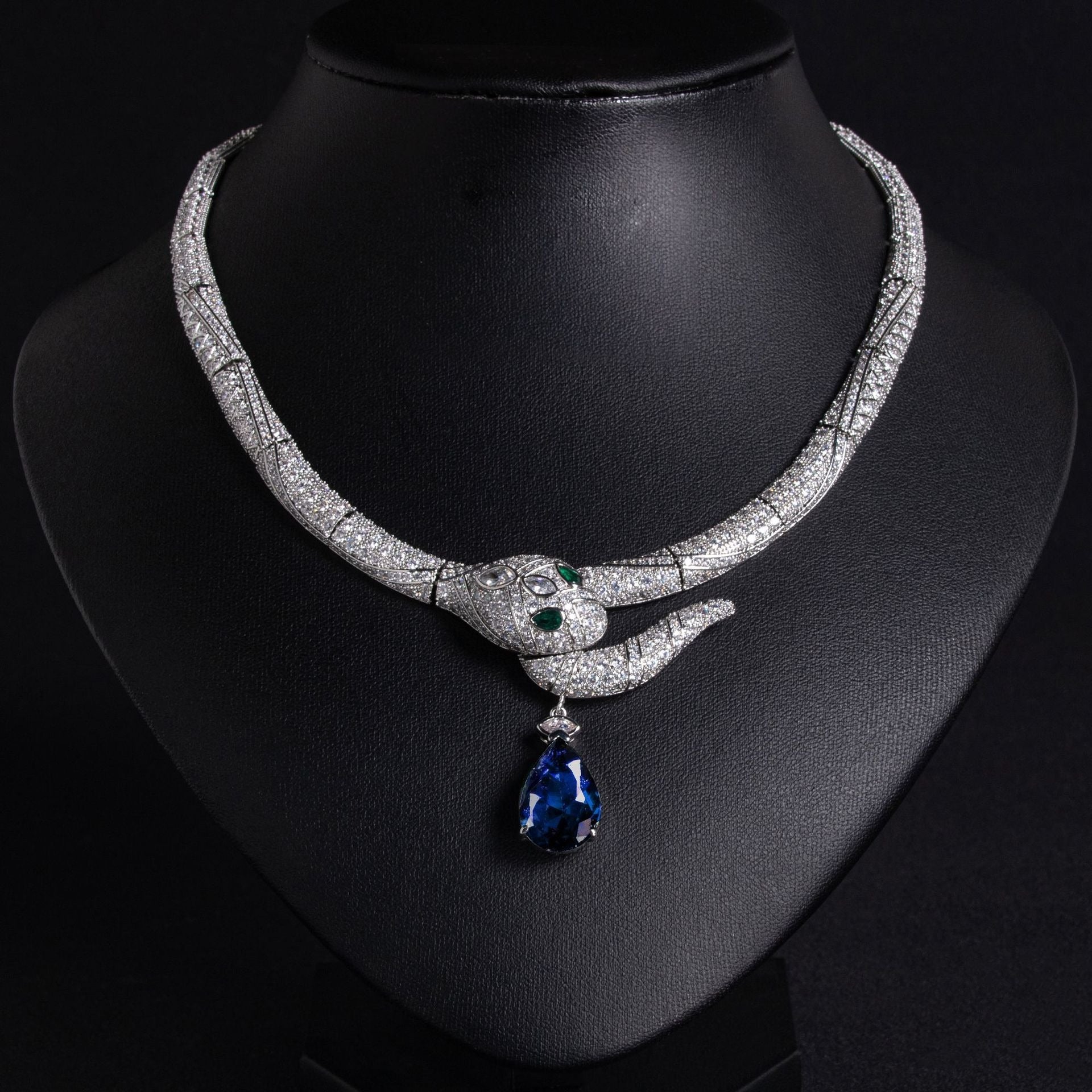 S925 Silver Snake-Shaped Cubic Zirconia Necklace Vera Lux